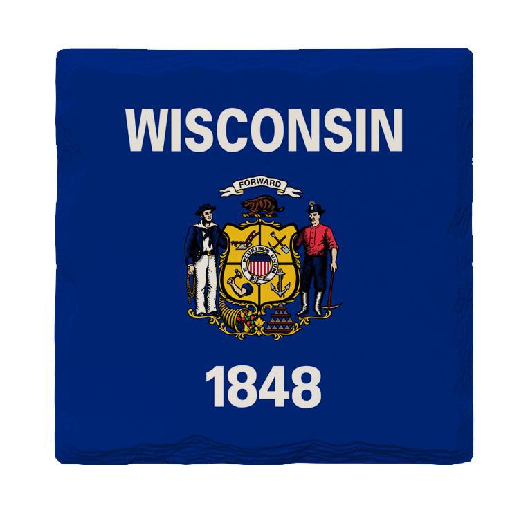 Wisconsin State Flag | Drink Coaster with Cork Backing