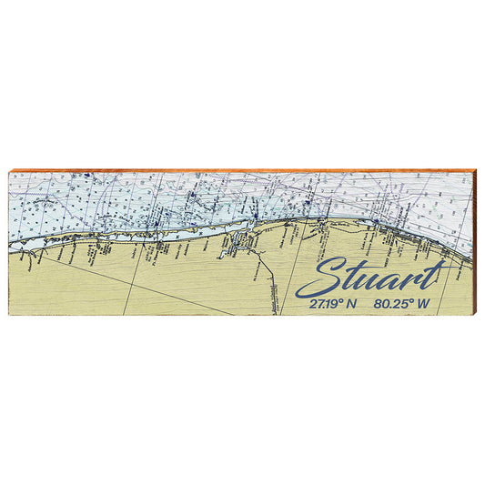 Stuart, Florida Latitude Longitude Wooden Sign | Wall Art Print on Real Wood