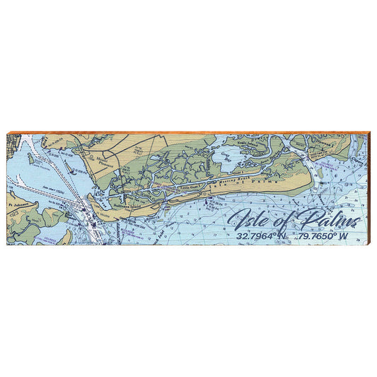 Isle of Palms, South Carolina Navigational Styled Chart Wall Art | Wall Art Print on Real Wood