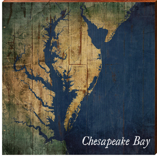 Chesapeake Bay Map Wooden Sign | Wall Art Print on Real Wood