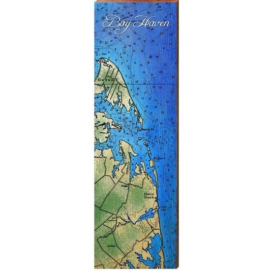 Bay Haven Map | Wall Art Print on Real Wood