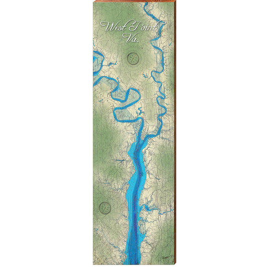 West Point, VA Map | Wall Art Print on Real Wood