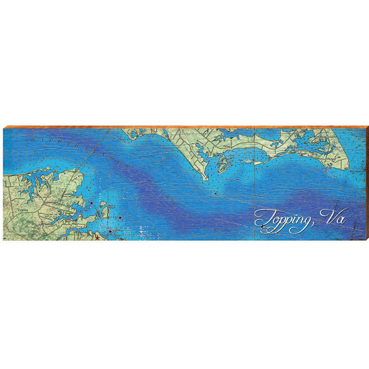 Topping, VA Map | Wall Art Print on Real Wood