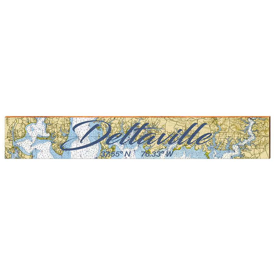 Deltaville, Virginia Navigational Styled Chart Large Wall Art | Wall Art Print on Real Wood