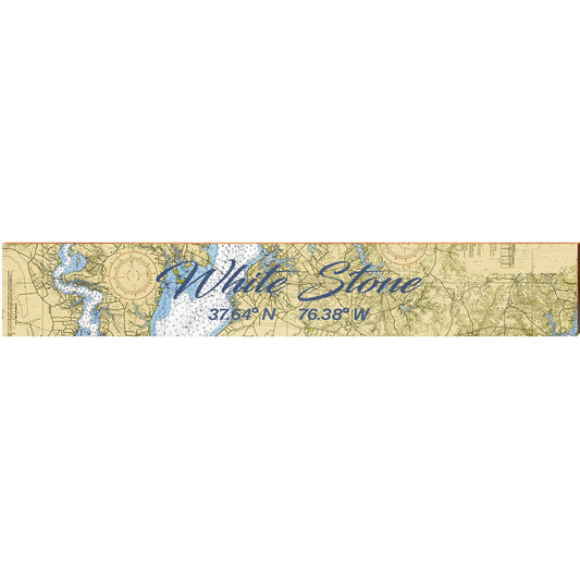 White Stone NOAA Chart Map | Wall Art Print on Real Wood