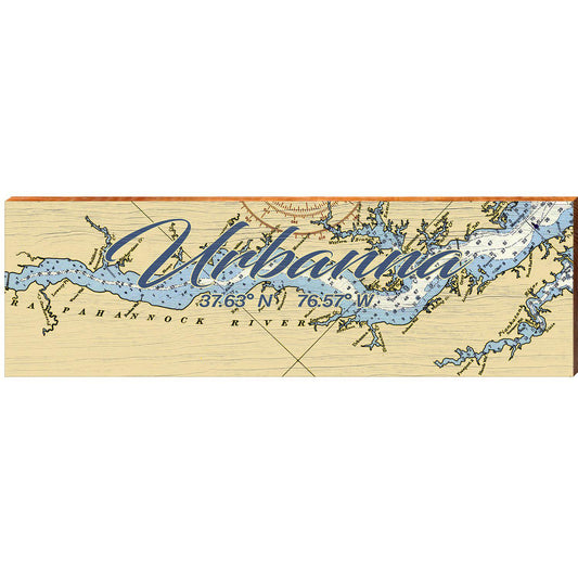 Urbanna NOAA Chart Map | Wall Art Print on Real Wood