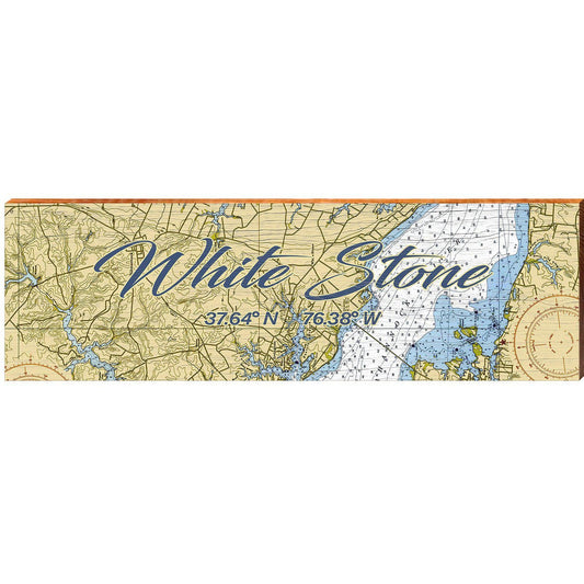 White Stone NOAA Chart Map | Wall Art Print on Real Wood