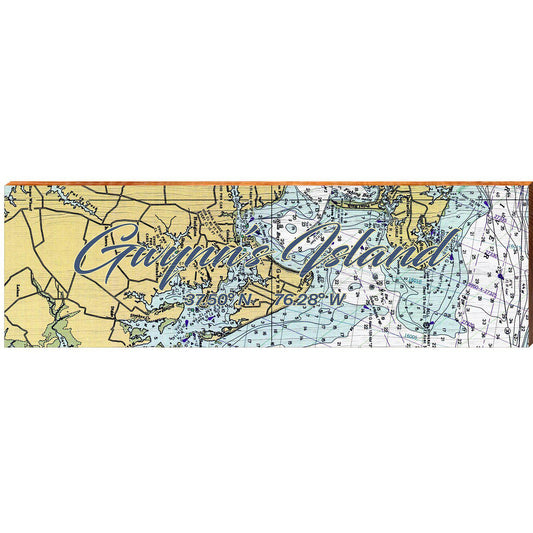 Gwynn's Island NOAA Chart Map | Wall Art Print on Real Wood