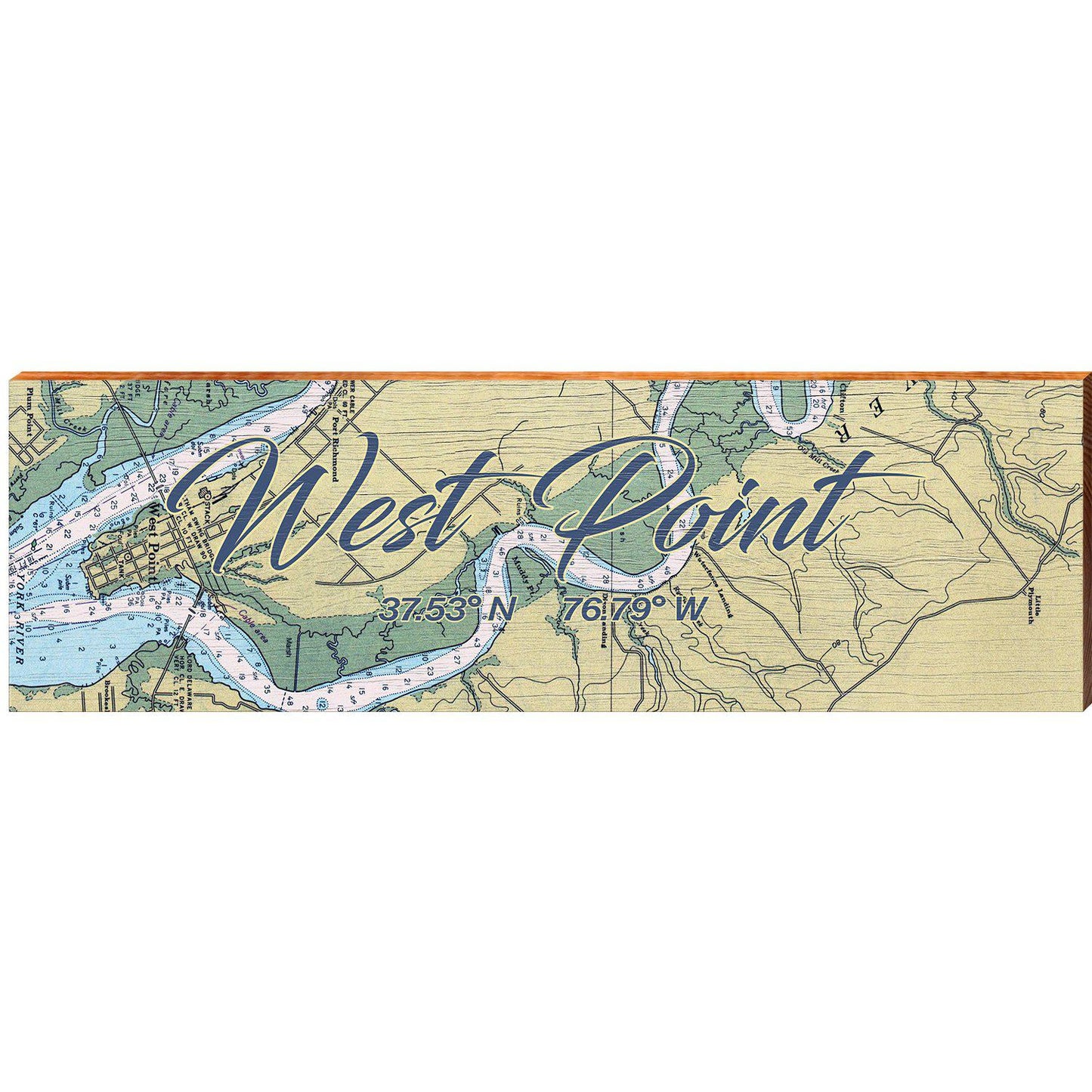 West Point NOAA Chart Map | Wall Art Print on Real Wood