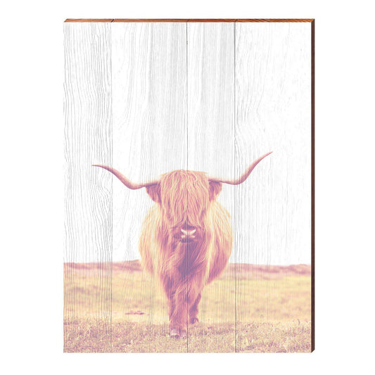 Bohemian Hairy Steer Cow | Wall Art Print on Real Wood