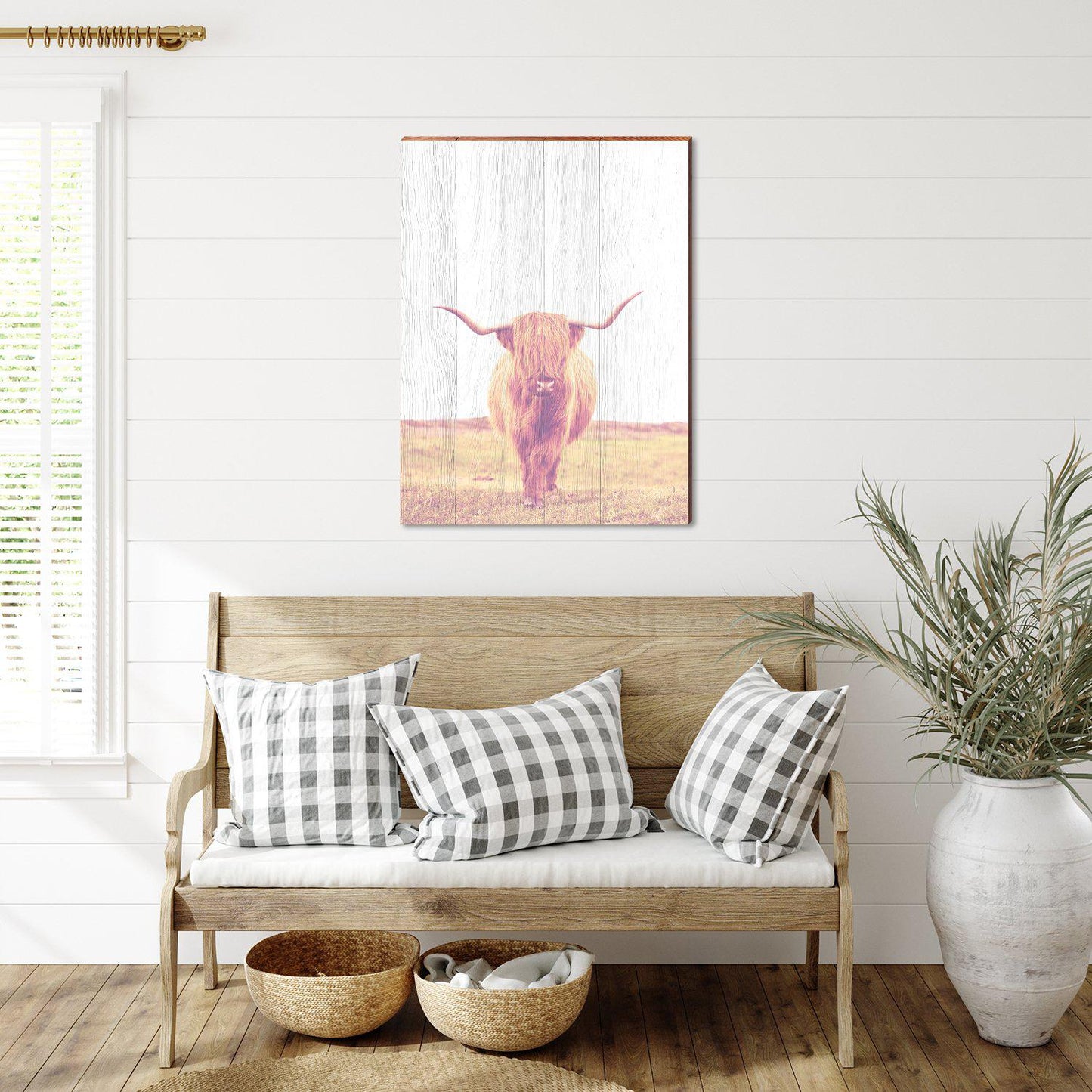 Bohemian Hairy Steer Cow | Wall Art Print on Real Wood