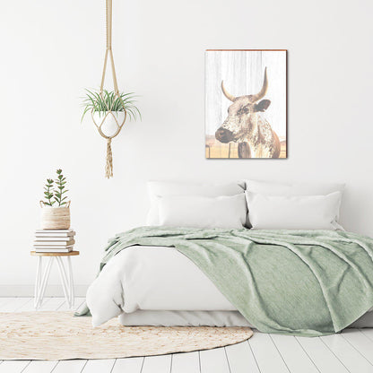 Bohemian Steer Cow | Wall Art Print on Real Wood