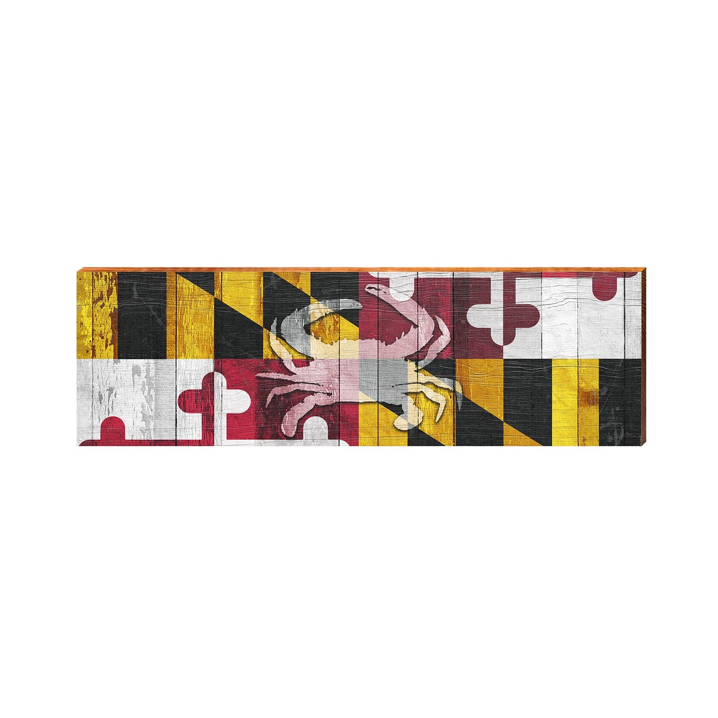 Maryland Flag with Crab Wooden Sign | Wall Art Print on Real Wood