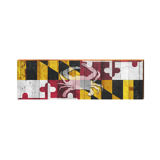 Maryland Flag with Crab Wooden Sign | Wall Art Print on Real Wood