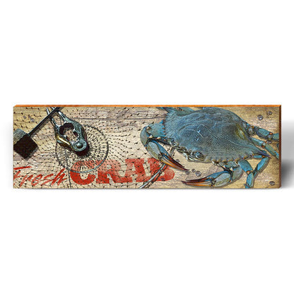 Fresh Blue Crab Sign | Wall Art Print on Real Wood