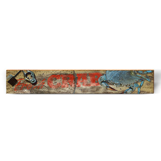 Fresh Blue Crab Large Sign | Wall Art Print on Real Wood