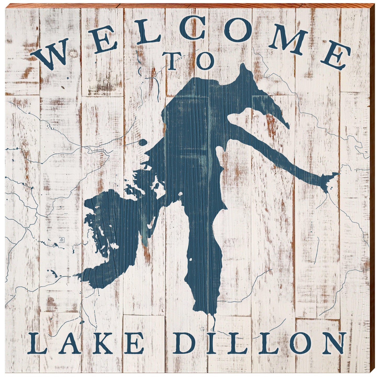 Welcome to Lake Dillon Shabby Map | Wall Art Print on Real Wood