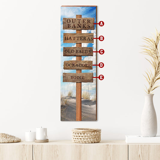 Customizable Coastal Dunes Directional Sign | Home Wall Art Print on Real Wood