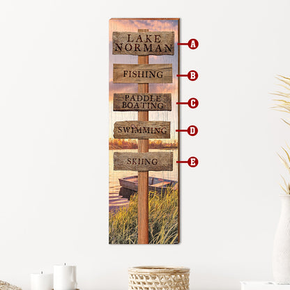 Customizable Sunset Lake Directional Sign | Wall Art Print on Real Wood