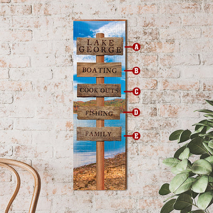 Customizable Fall Lake Directional Sign | Wall Art Print on Real Wood