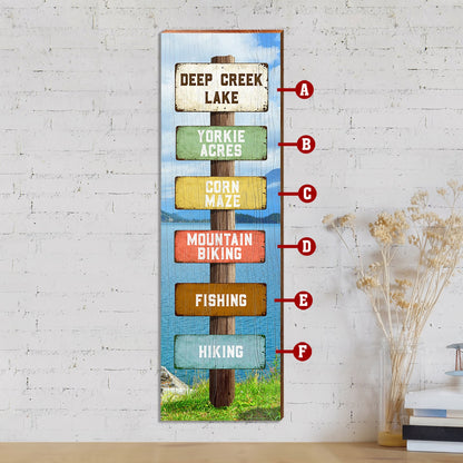 Customizable Mountain Lake Directional Sign | Wall Art Print on Real Wood