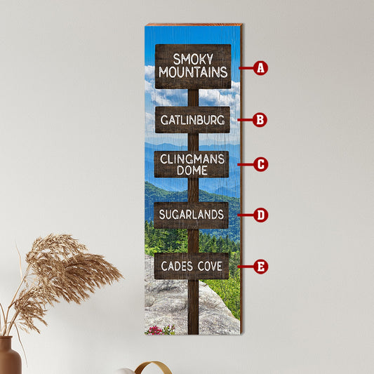 Customizable Blue Ridge Mountains Directional Sign | Wall Art Print on Real Wood