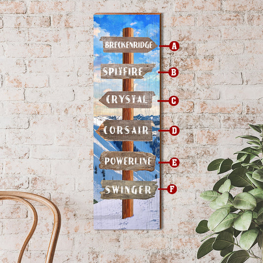 Customizable Western Mountain Directional Sign | Wall Art Print on Real Wood