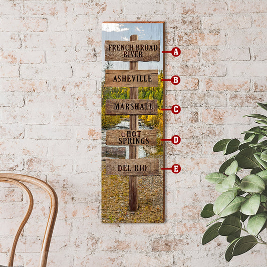 Customizable Fall River Directional Sign | Wall Art Print on Real Wood