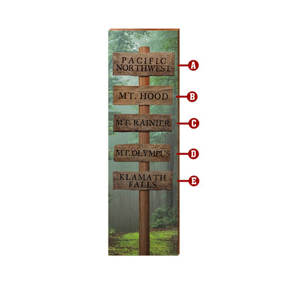 Customizable Pacific Forest Directional Sign | Wall Art Print on Real Wood |