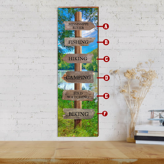 Customizable Summer River Bend Directional Sign | Wall Art Print on Real Wood