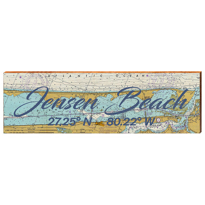 Jensen Beach, Florida Latitude Longitude Map Wooden Sign | Wall Art Print on Real Wood