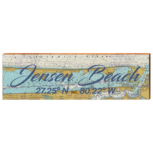 Jensen Beach, Florida Latitude Longitude Map Wooden Sign | Wall Art Print on Real Wood