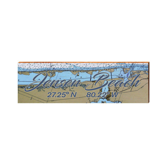 Jensen Beach, Florida Latitude Longitude Map Wooden Sign | Wall Art Print on Real Wood