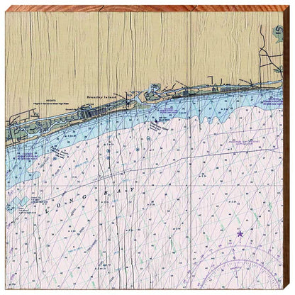 Holden Beach, North Carolina Navigational Styled Chart Sqaure Wall Art | Wall Art Print on Real Wood