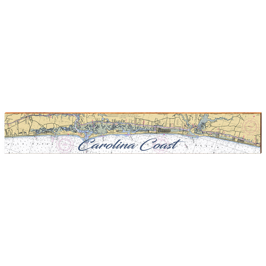 Carolina Coast Map | Wall Art Print on Real Wood