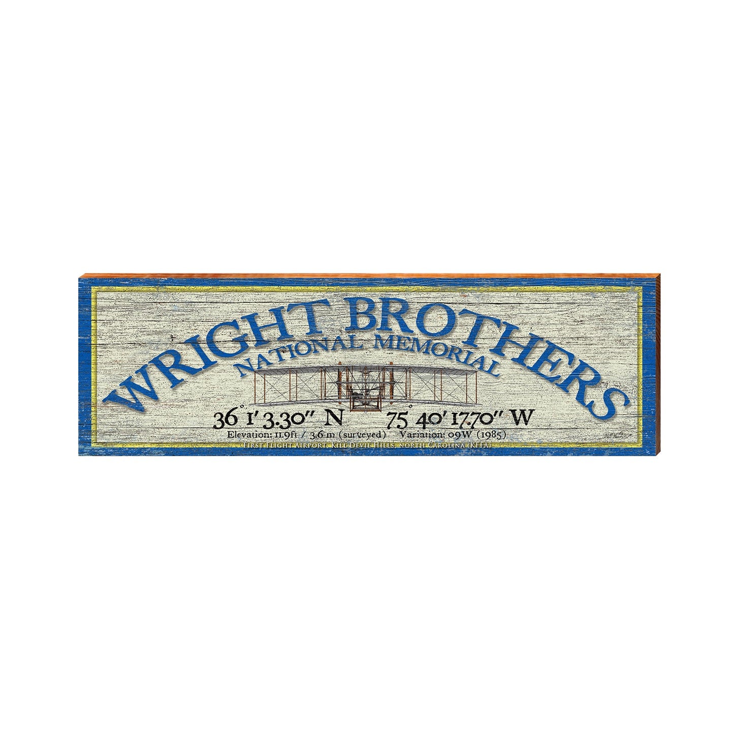 Wright Brothers First in Flight Latitude Longitude | Real Art Print on Wood