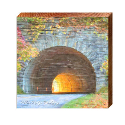 Blue Ridge Parkway Tunnel Sign | Real Art Print on Wood