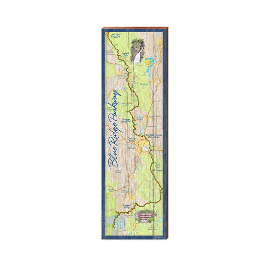 Blue Ridge Parkway Map Sign | Real Art Print on Wood