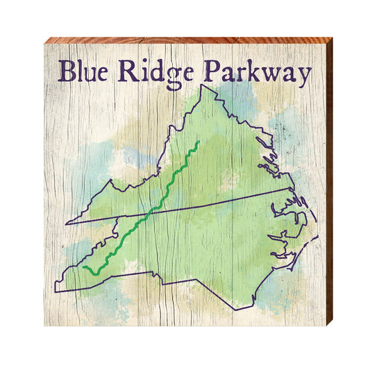 Blue Ridge Parkway Map Sign | Real Art Print on Wood