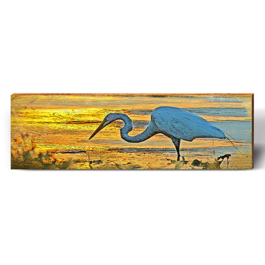 Egret Beach Sunset | Wall Art Print on Real Wood