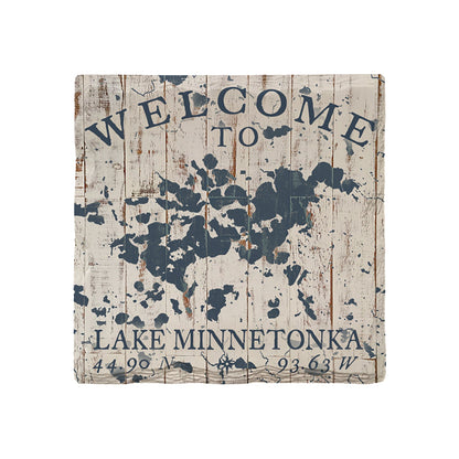 Lake Minnetonka, Minnesota Welcome Map | Drink Coaster with Cork Backing