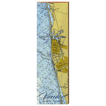 Venice, Florida Navigational Chart Vertical Wall Art | Wall Art Print on Real Wood