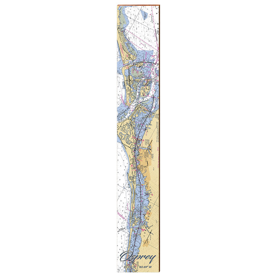 Osprey, Florida Navigational Chart Large Wall Art | Wall Art Print on Real Wood