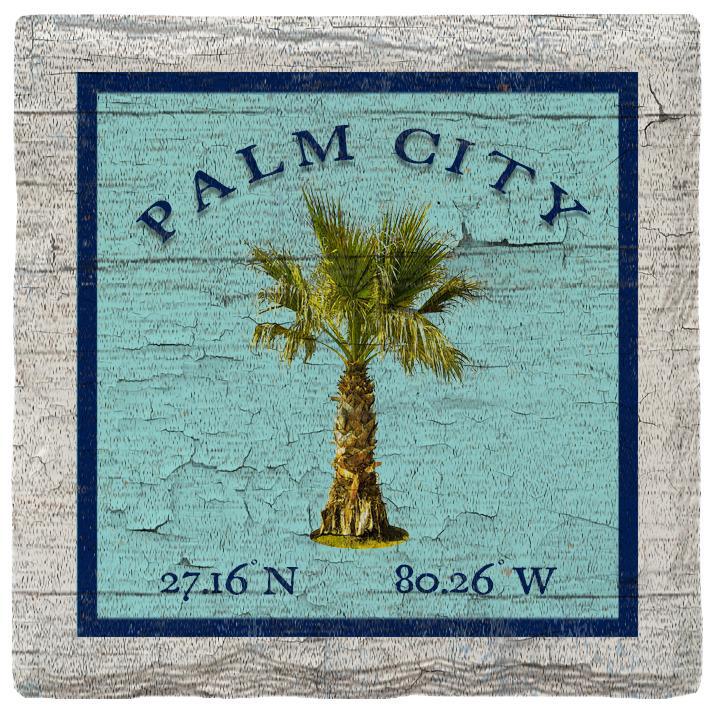 Palm City, Florida Palm Tree Latitude Longitude | Absorbent Ceramic Drink Coaster