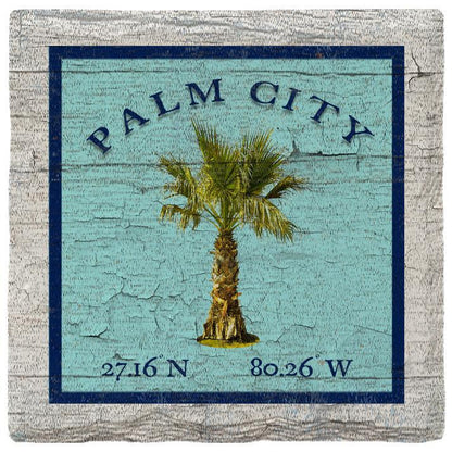 Palm City, Florida Palm Tree Latitude Longitude | Absorbent Ceramic Drink Coaster