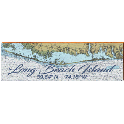 Long Beach Island NOAA Map Latitude Longitude GIF13 | Wall Art Print on Real Wood