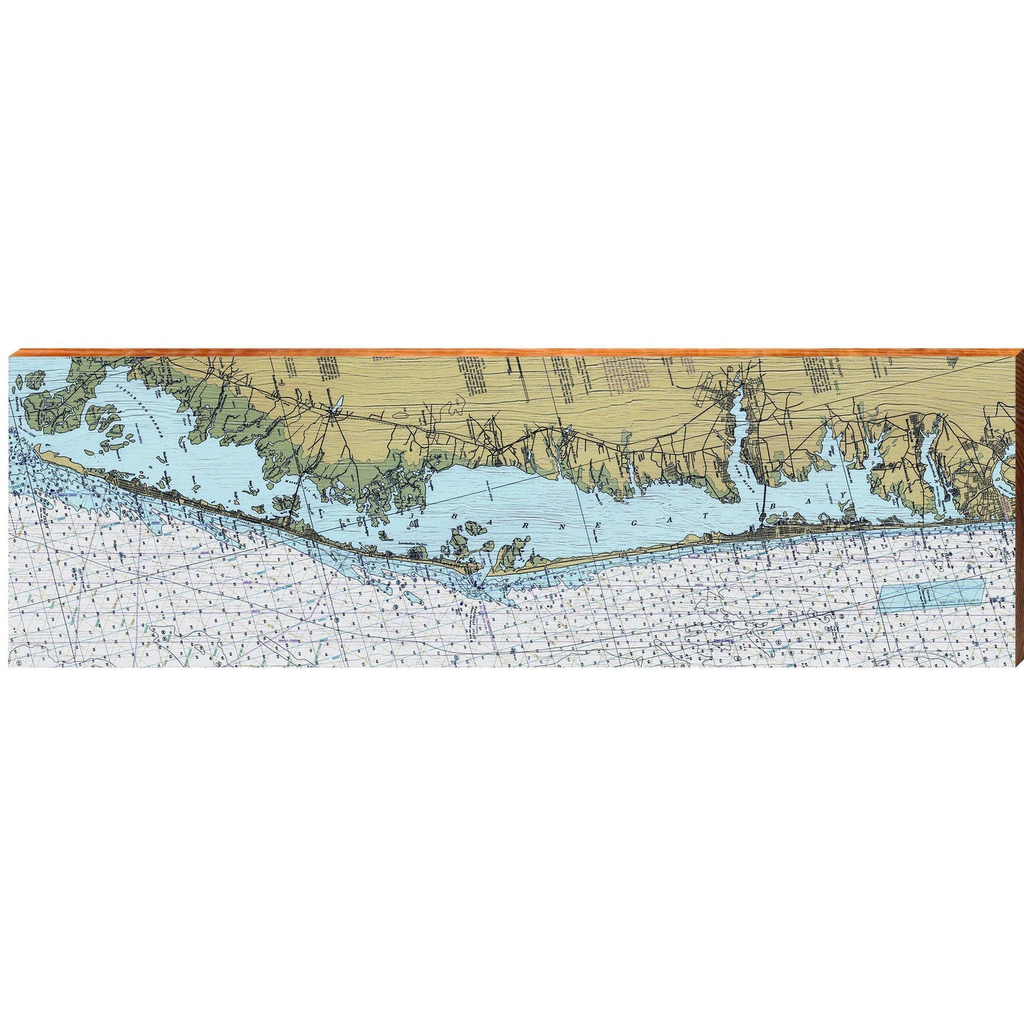 Long Beach Island NOAA Map GIF13 | Wall Art Print on Real Wood