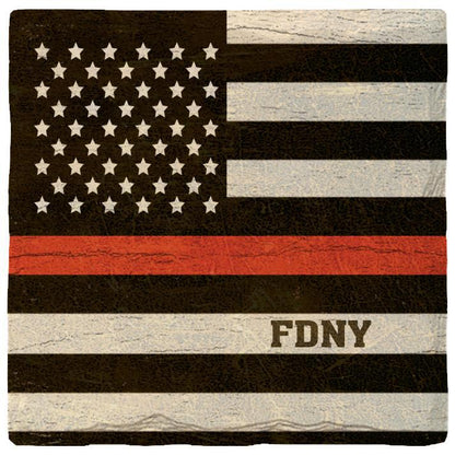 FDNY Flag Coaster | Cork Backing