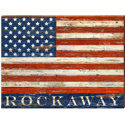 Rockaway American Flag | Wall Art Print on Real Wood