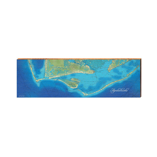 Apalachicola Topograhic Styled Map | Wall Art Print on Real Wood